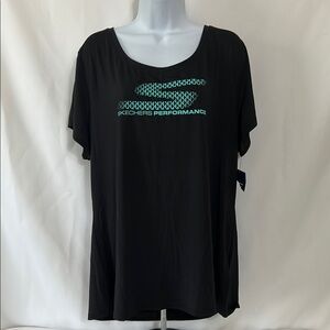 Skechers Women's Size 2X Black Short Sleeve Pullover Performance Exercise Top